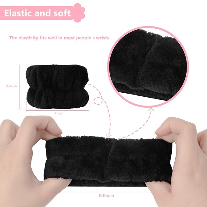 8pcs Wrist Bands for Washing Face, Absorbent Face Washing Wristbands, Microfiber Women's Spa Wrist Towels, Stretchy Wash Band for Man, Prevent Water from Spilling Down Your Arms