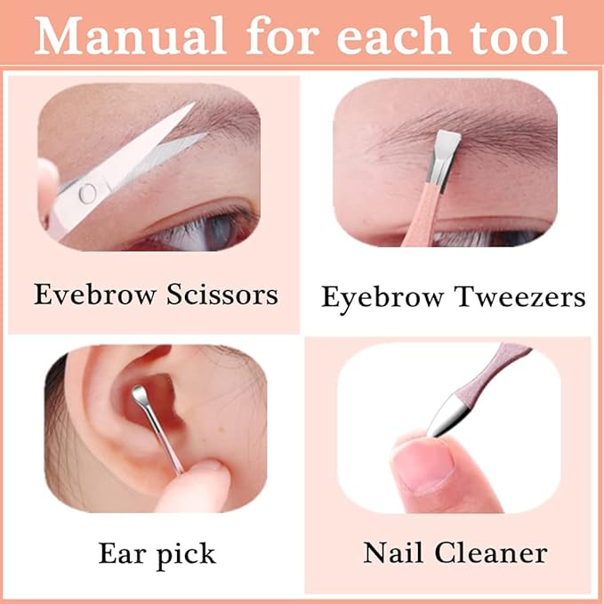 QURIPE 7pcs Manicure Set, Nail Clippers Kit, Stainless Steel Manicure Kit, Nail Clipping Tools Portable Travel Grooming Kit, The Best Gift with Luxurious Case(Rose Gold)