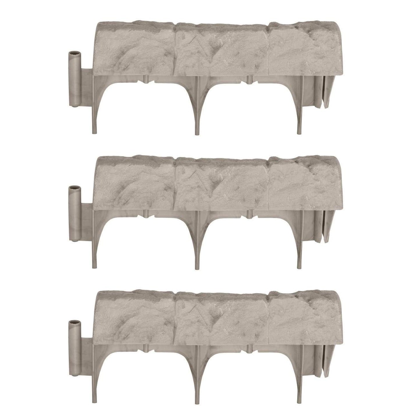 Suncast Interlocking Border Edging - Stone -Like Poly Construction for Garden, Lawn, and Landscape Edging - Water Resistant Border for Containing Trees, Flower Beds and Walkways - Light Taupe, 30