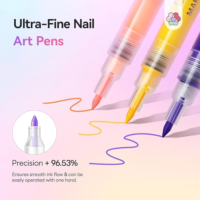 SAVILAND Nail Art Pens Set: 48 Colors Quick-Drying 3D Nail Polish Pens Acrylic Paint Markers for Nail Art Painting Drawing Liner Brush Dotting Tools Kit for Home DIY & Salon Manicure