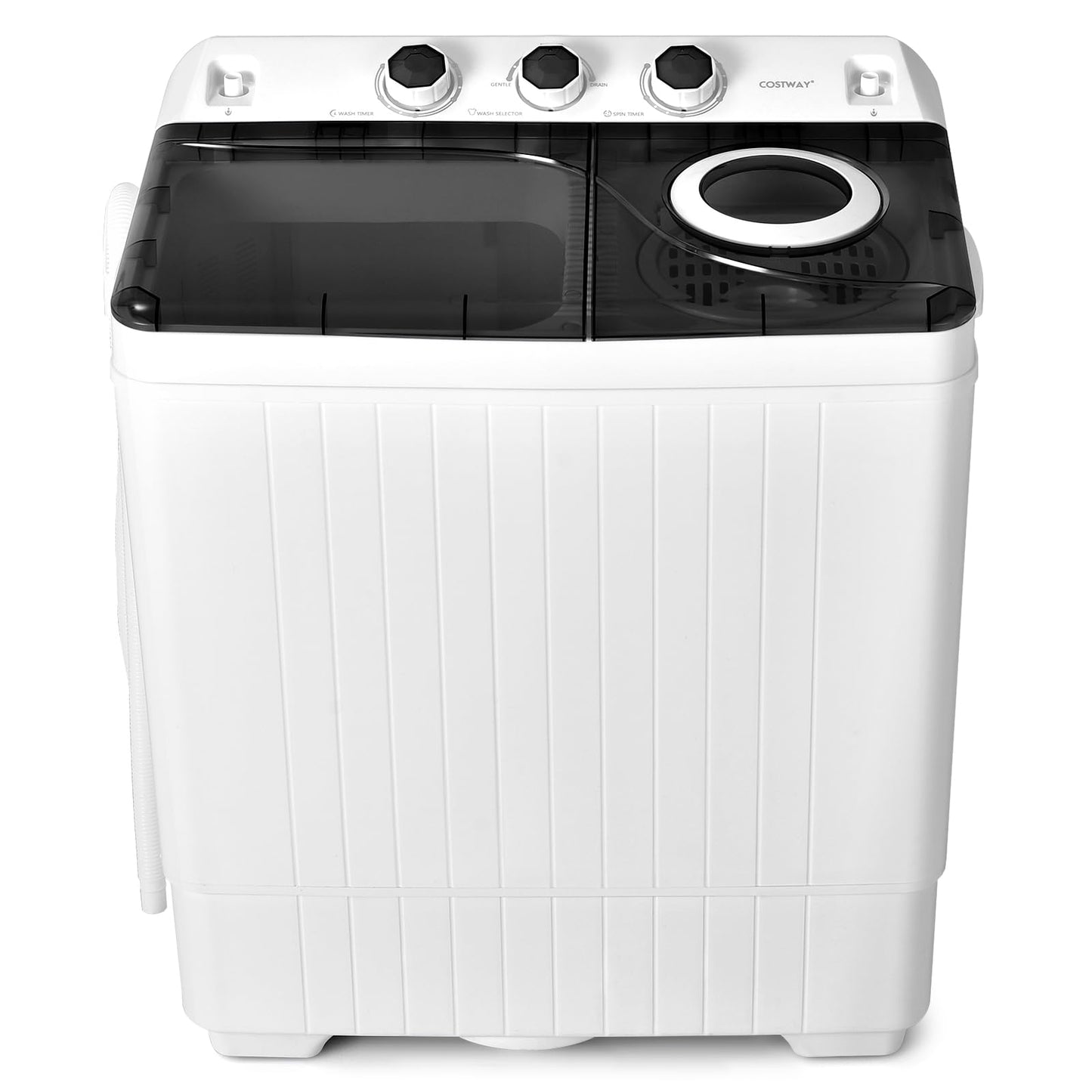 COSTWAY Portable Washing Machine, 2-in-1 Twin Tub 26lbs Capacity Laundry Washer(18lbs) and Spinner(8lbs) with Control Knobs, Timer Function, Drain Pump, Perfect for Home Apartment RV, Black
