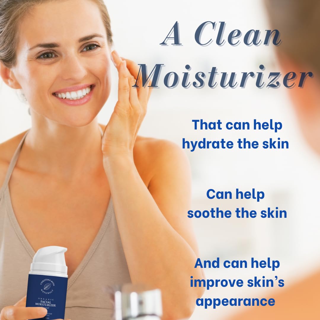 Christina Moss Naturals Unscented Moisturizer, Natural and Organic Ingredients, Gentle, No Toxic Chemicals
