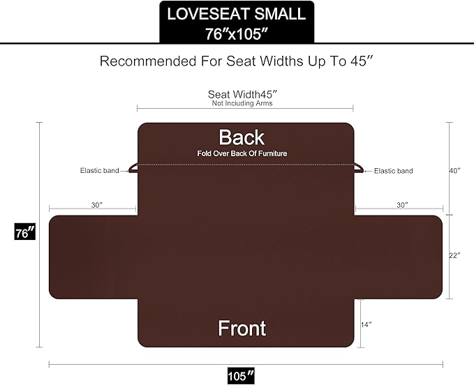 U-NICE HOME Loveseat Sofa Cover Reversible Couch Covers for 2 Cushion Couch for Dogs Furniture Protector Cover with Elastic Straps Water Resistant(Loveseat Small, Dark Grey/Dark Grey)