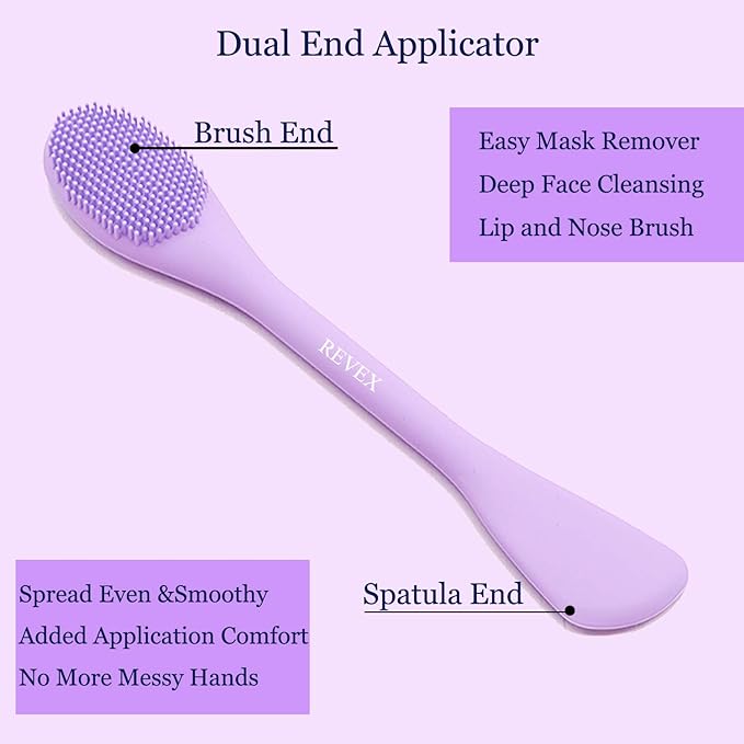 REVEX Silicone Face Mask Applicator,Face Scrubber,Exfoliating Pore Scrubber,2Pcs Pore Cleaning Brush for Blackhead Remover,Face Brush for Women Men.(PurPle+Gray)
