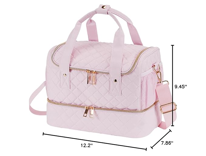 Nail Polish Organizer Case Fits 1 Nail Lamp and 50 Bottles,Pretty Nail Organizers and Storage with Side Pockets for Nail Polish Remover,Manicure Tools (Patented,Bag Only)-Pale Pink
