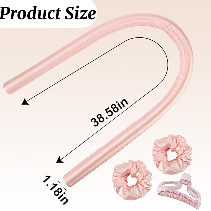 Heatless Curls Overnight,Hair Curlers to Sleep In,No Heat Satin Curling Rod Set Rollers,Sleeping Blowout Headband, Foam Curly Tie Ribbon Styling Tool for Long Hair