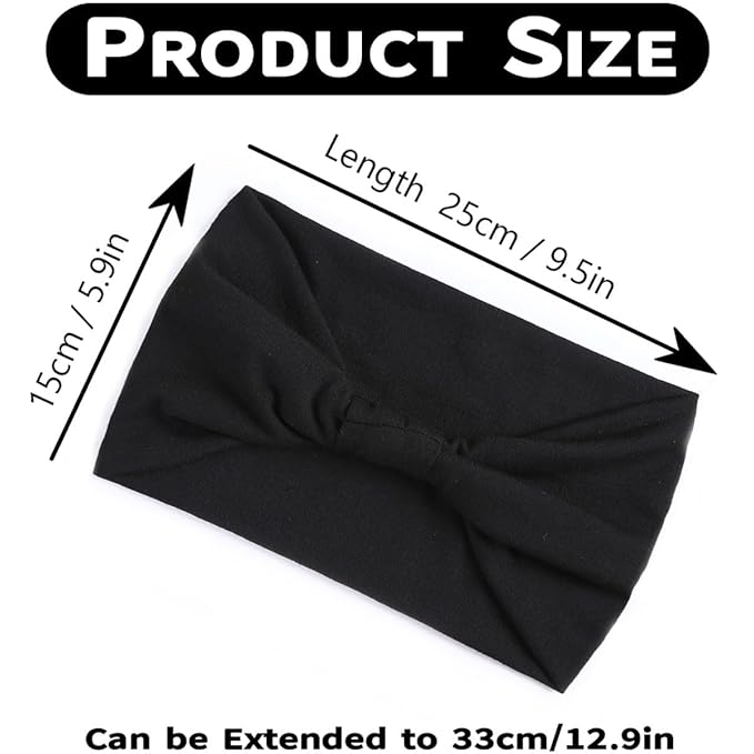 Kachanaa 4 Pack Wide Headbands for Women Elastic Knotted Yoga Sport Workout Headbands Turban African Head Wraps Hair Accessories