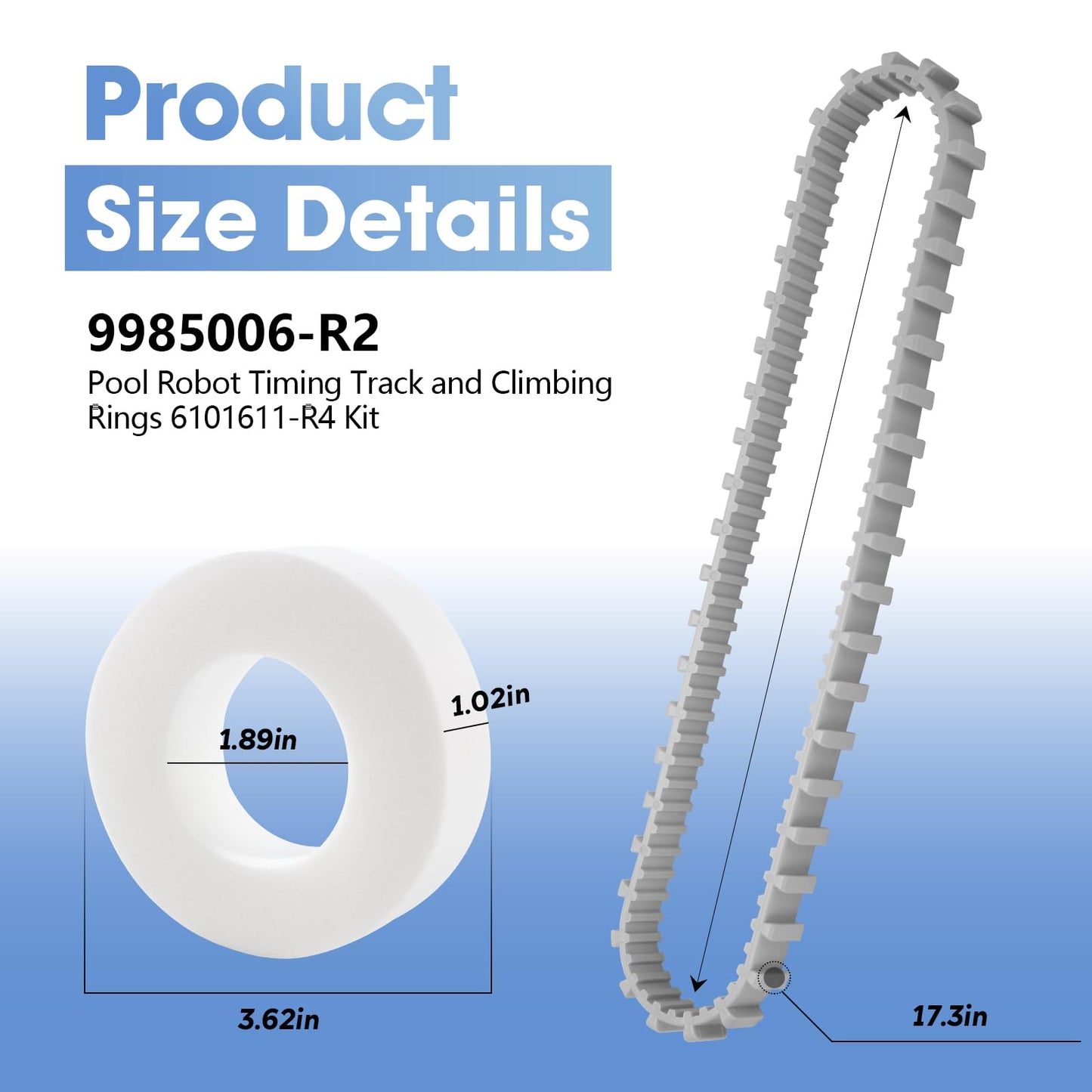 Pokin Pool Cleaner Accessories, The Climbing Ring Replacement 6101611-R4, Timing Track 9985006-R2 and 3884997-R6 Guide Wheels Pulley Gears Combo Kits for Maytronics Dolphin Nautilus cc Plus Parts