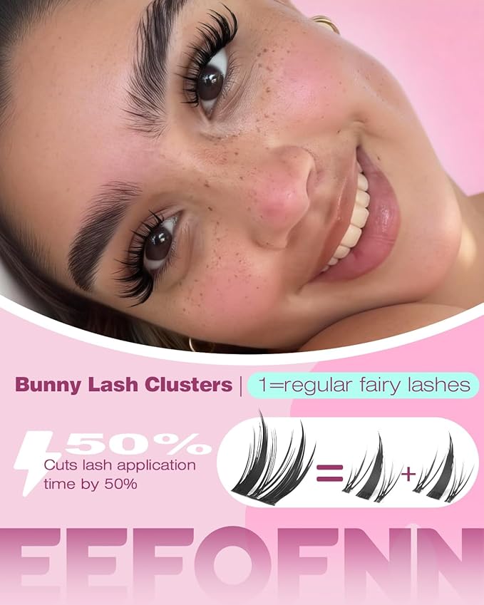 Lash Clusters Natural Eyelash Clusters Wispy Lashes Clusters C Curl Cluster Eyelash Extensions 8-14mm Lash Cluster Invisible Band Individual Lashes Bunny Cluster Lashes by Eefofnn