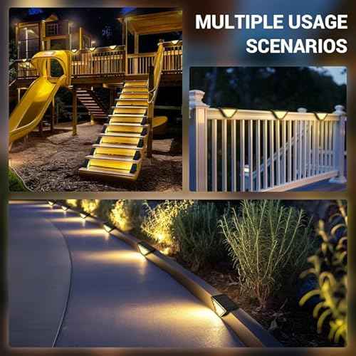 Solar Step Lights for Outside,24 LEDs Solar Stair Lights Waterproof IP65,Solar Deck Lights Outdoor for Yard, Porch, Front Door, Stair, Step, Patio, Deck(12 Pack, Warm White)