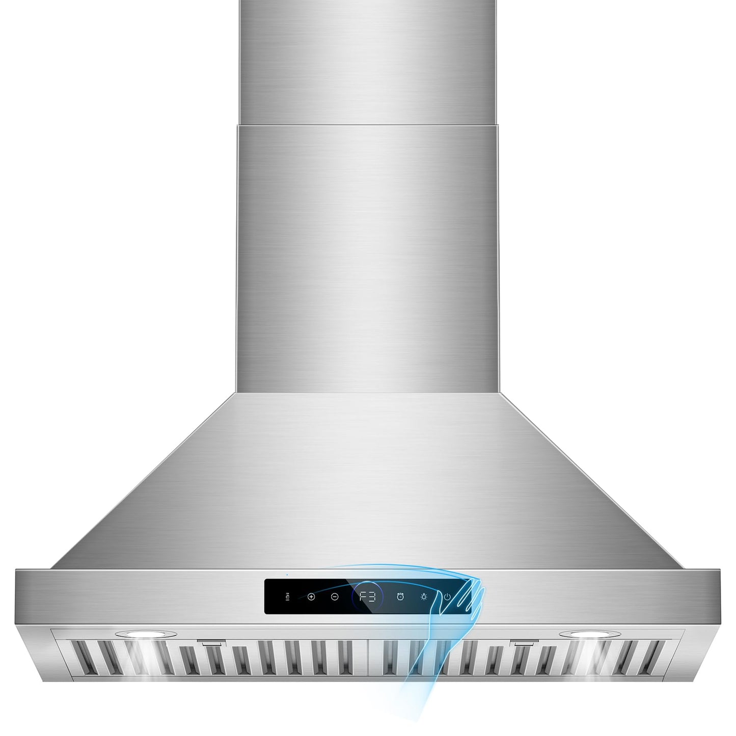 30 inch Range Hood Wall Mount, 1200 CFM with 4-Speed Gesture Sensing & Touch Control, Stainless Steel Ducted Kitchen Stove Vent Hoods with 2 LED Lights, Time Setting, Dishwasher-Safe Baffle Filters