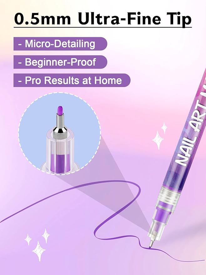 Kalolary 12 Color Nail Art Pens Set, Nail Art Markers Polish Pens Nail Point Graffiti Dotting Pen Drawing Painting Liner Brush for DIY Nail Art Beauty Adorn Manicure Tools