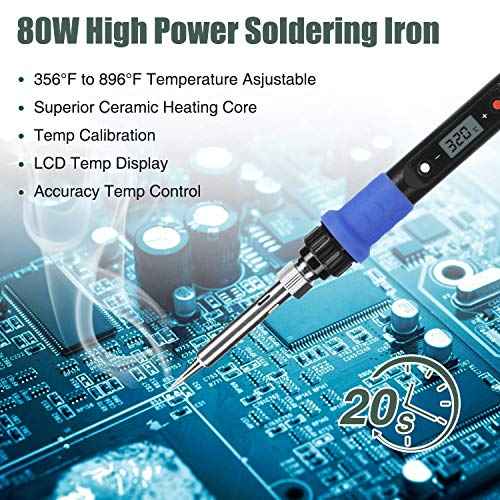 Soldering Iron Kit, 80W 110V LCD Digital Welding Tools, 356-896¢µ(180-480¡É), Portable Adjustable Temperature Solder Irons, for Metal, Jewelry, Electric Repairing, DIY