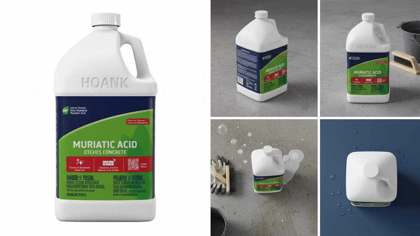 (4 Gallons) - Muriatic Acid for Swimming Pools & Spas, Removes Mortar from Bricks - 90% Low-Fume pH Stabilizer & Cleaner for Concrete & Masonry Surfaces, Clears Rust & Scale Build-Up - Ready to Use
