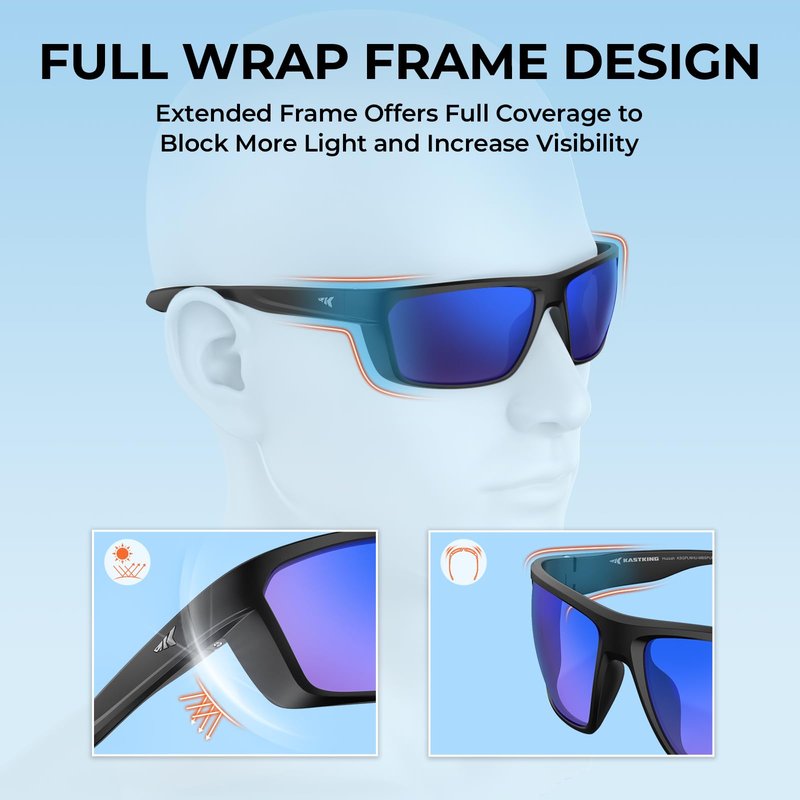 KastKing Huzzah Polarized Sport Sunglasses for Men and Women, Ideal for Driving Fishing Cycling and Running,UV Protection