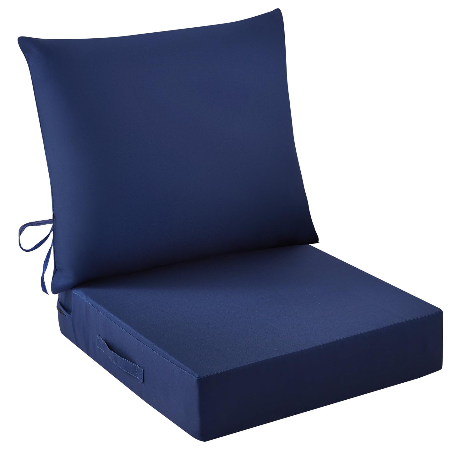 IASEAHK Outdoor Chair Cushions, 24 x 24 Inch Outdoor Cushion for Patio Furniture, Patio Chair Cushion, Waterproof & Fade Resistant Deep Patio Furniture Cushions Set with Handle and Ties, Navy Blue