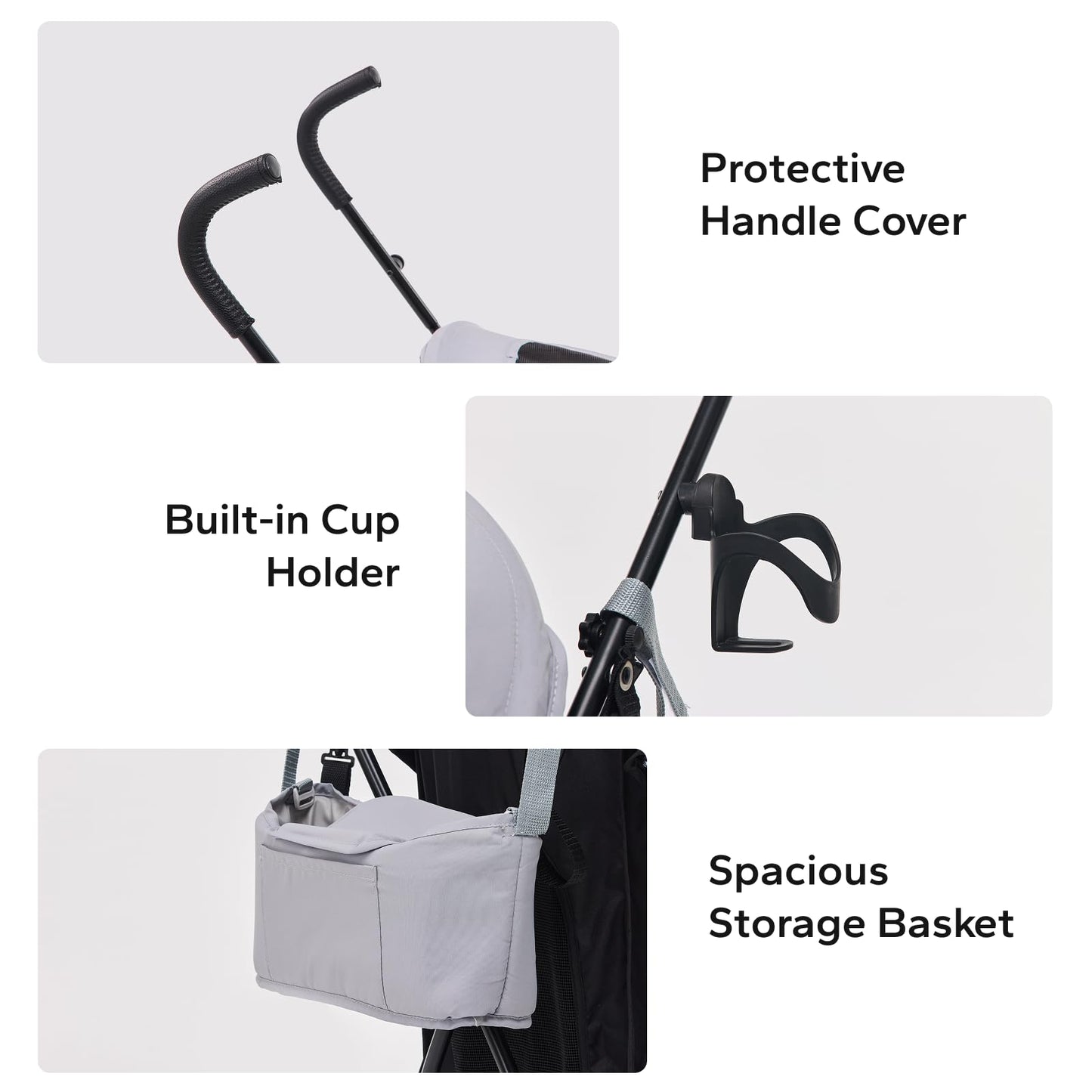TerraPede Lightweight 10 lbs Foldable Pet Stroller for Small Dogs & Cats, Easy-Fold Compact, with Adjustable Sun Canopy, Cup Holder, Breathable Mesh, Pad & Storage Bag, Holds 33 lbs, Blue Gray