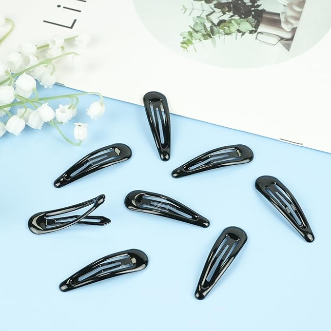 40pcs Snap Hair Clips, 2'' Hair Clip, Non-slip Black Hairpin Accessories for Women Girls, Metal Barrettes for Styling, Black