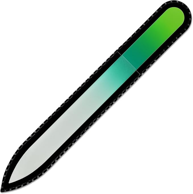 Mont Bleu Rainbow Crystal Nail File in Black Pouch - Czech Tempered Glass - Handmade in Bohemia (Czech Republic)