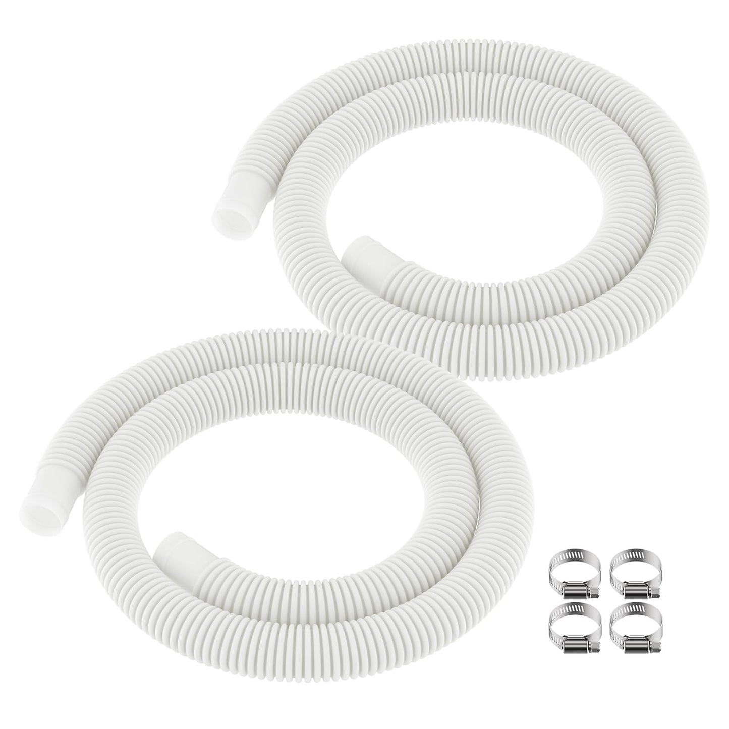 ANTOBLE Pool Hose for Intex 1.25" Diameter Above Ground Pool Pump Hoses Replacement Accessory 59" Long 1-1/4 Swimming Pool Filter Pump Hoses 607 637 With 4 Metal Clamps, 2 Pack