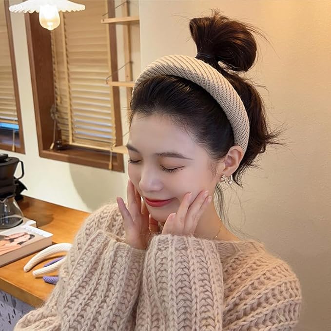 Headbands for Women Wide Knitted Hairbands Fashion Non Slip Headband for Women's Hair Cute Solid Colors Hair Accessories 4pcs