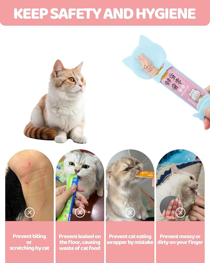 5 PCS Cat Food Can Covers Lids Set, Silicone Pet Food Can Lids with Multi-Function Cat Food Spoon and Opener, Cat Bar Squeezer, Stainless Steel Wet Food Spoon for Cats and Dogs (Grey)