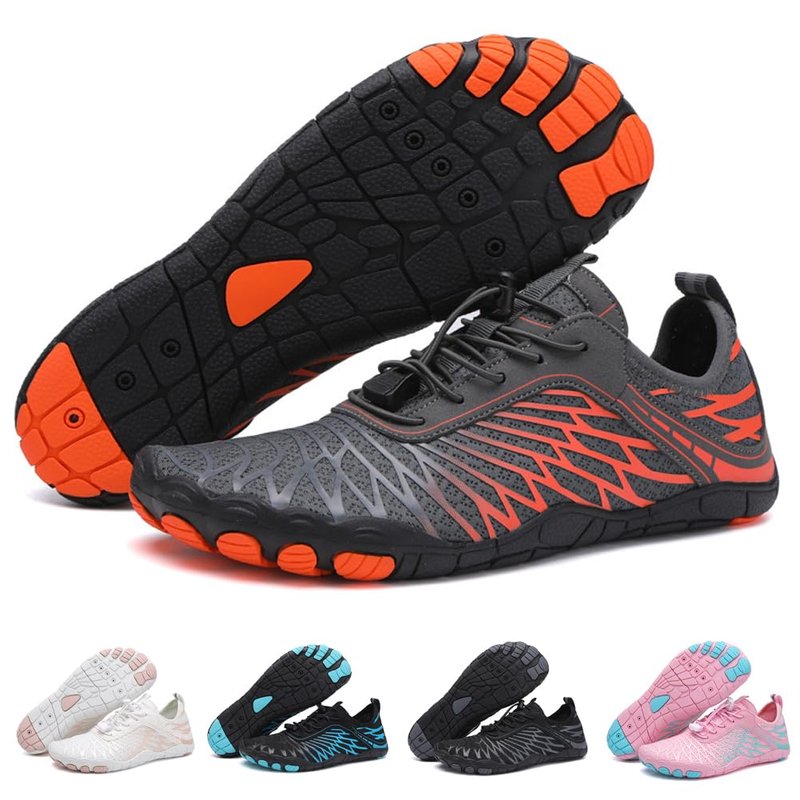 ELETON Barefoot Shoes Women Men Footwear, Wide Toe Box Hiking Zero Drop Non-Slip Quick-Dry River Boat Pool Beach Water Shoes, Lightweight Swimming Running Walking Sneakers Unisex Orange