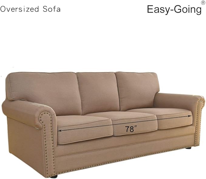 Easy-Going Stretch Oversized Sofa Slipcover 1-Piece Sofa Cover Furniture Protector Couch Soft with Elastic Bottom for Kids, Polyester Spandex Jacquard Fabric Small Checks Black