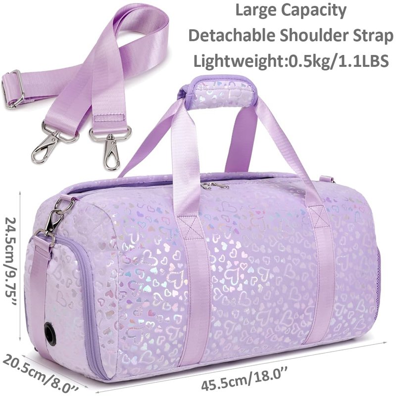 Duffel Bag for Girls Fluffy Ballet Dance Bag for Girls Sports Gym Bag Water Resistant Travel Duffle Bags with Shoes Compartment