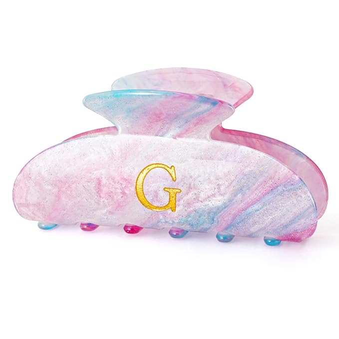 Gifts for Women,Gifts for Coworkers Bride Hair Claw Clips Acrylic Initial Hair Clips | Large Hair Claw for Girls - Teen Girl Cute Trendy Stuff - Lavender,G