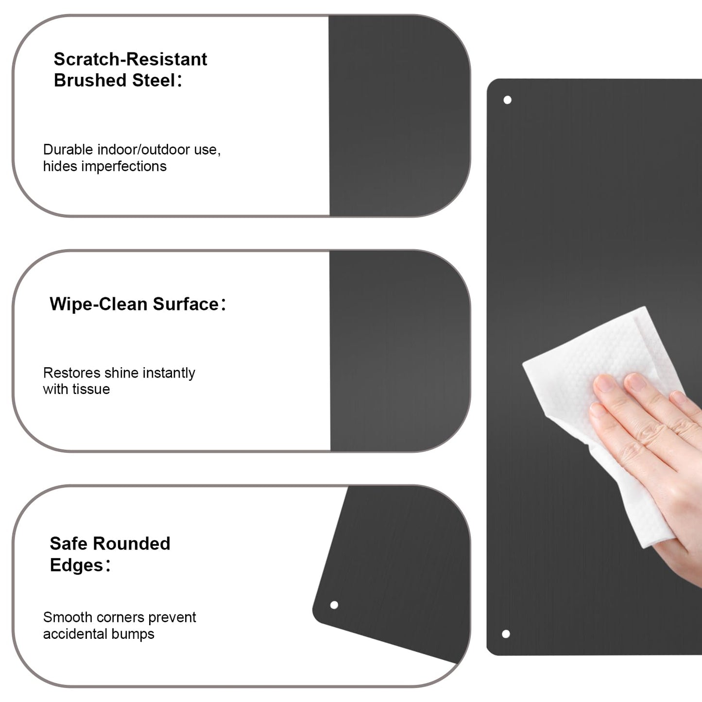 Stainless Steel Stove Backsplash Wall Guard - Heat Resistant Splatter Shield for Kitchen Wall, Oil-Proof for Gas/Electric Stoves, Easy Install with Pre-Drilled Holes (Brushed Black, 12"x16")