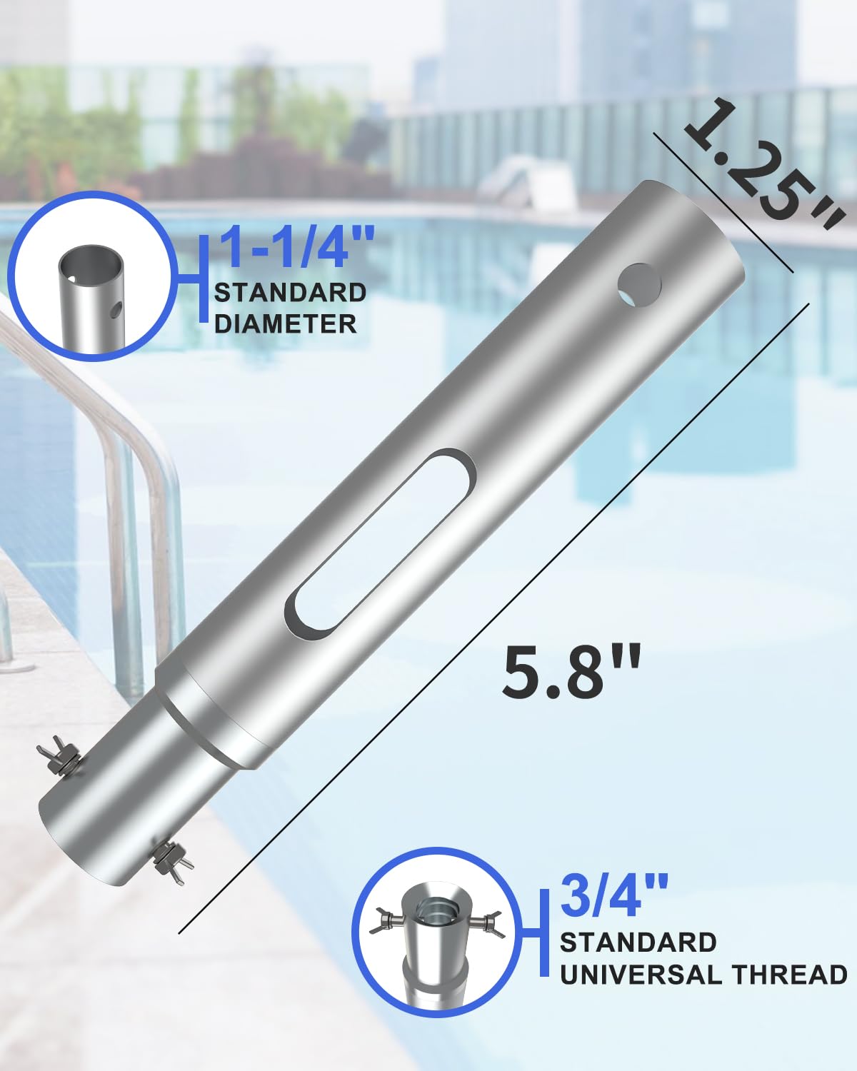 SKGPOLE Swimming Pool Pole, Upgraded 16FT Professional Telescopic Extendable Pool Pole Aluminium Heavy Duty, Adjustable Length 4 to 16 Feet, Universal Pole for Skimmer Nets, Brushes and Vacuum Heads