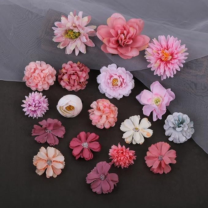 18 PCS Flower Hair Clip Women Pink Floral Hair Barrettes Girls Homecoming Dance Rose Bride Barre Hair Accessories Wedding