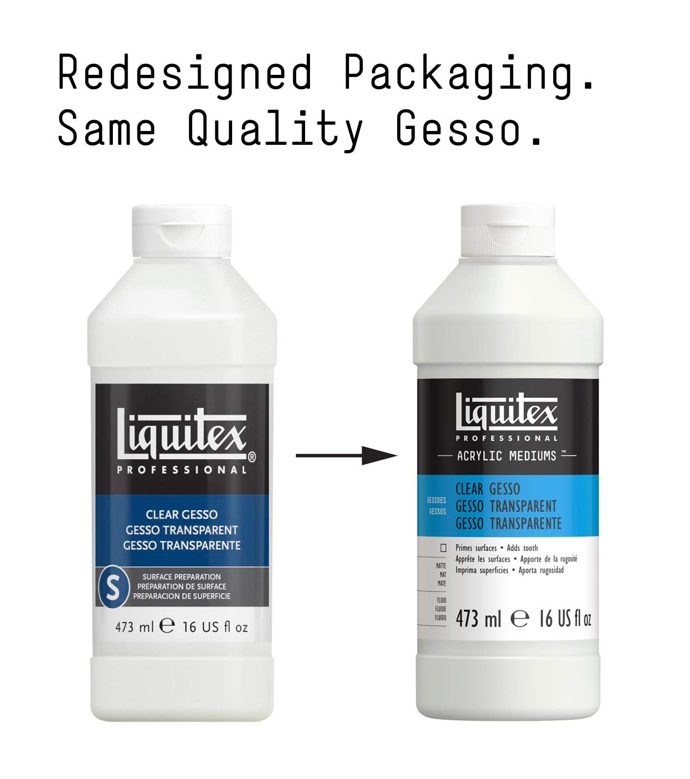 Liquitex Professional Gesso Surface Prep Medium, 473ml (16-oz), Clear