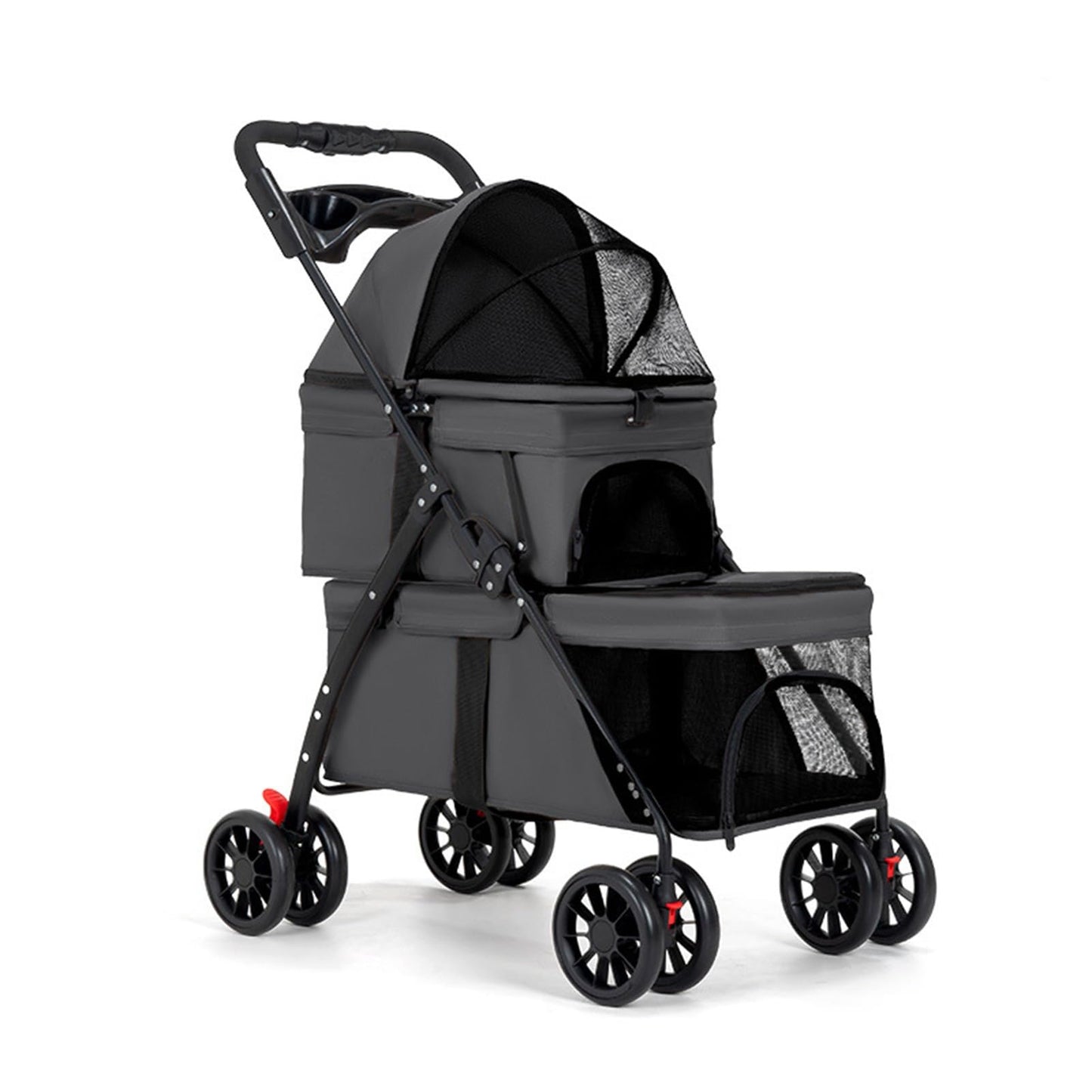 Double Dog Stroller for Medium Small Dogs and Cats Load-Bearing Up to 50lbs, Durable 360° Universal Wheels Lightweight One Hand Foldale Kittens Puppies Travel Stroller Cart(Double)