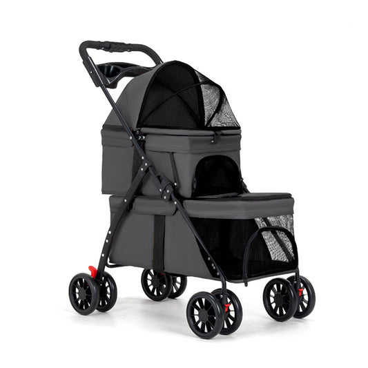 Double Dog Stroller for Medium Small Dogs and Cats Load-Bearing Up to 50lbs, Durable 360° Universal Wheels Lightweight One Hand Foldale Kittens Puppies Travel Stroller Cart(Double)