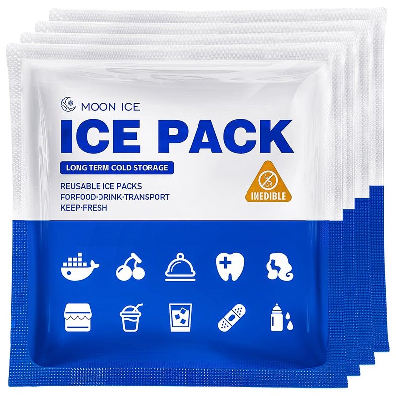 Blue Ice Packs for Coolers, Shipping and Lunch Box | Cold for Up to 48 Hours | Slim Size Long-Lasting Reusable Ice Pack | Gel Freezer Packs for Camping, Beach, Fishing, Shipping Food (4" X 4" 100pcs)