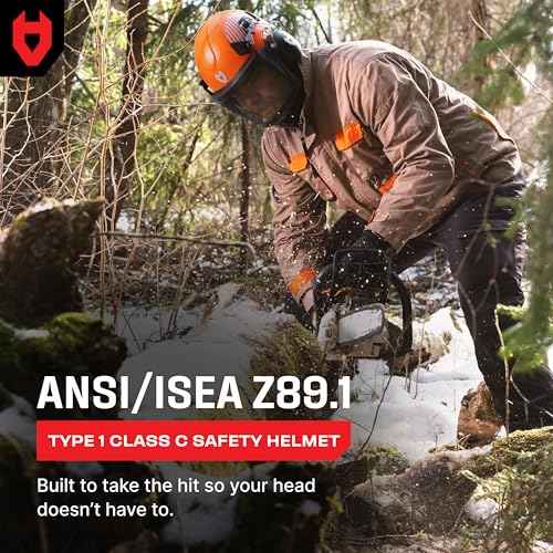 NoCry ANSI Z89.1 Rated Arborist Helmet ? Chainsaw Helmet with Face Shield and Ear Muffs ? Adjustable Hard Hat with Adaptive Ventilation; Impact-Resistant Mesh Face Shield for Forestry with Side Guards
