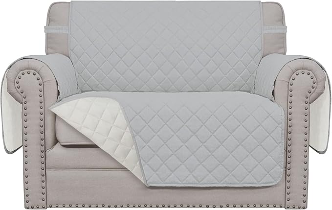 Easy-Going Oversized Chair Sofa Slipcover Reversible Sofa Cover Water Resistant Couch Cover Furniture Protector Cover with Elastic Straps for Pets Dog (Oversized Chair, Light Gray/Ivory)