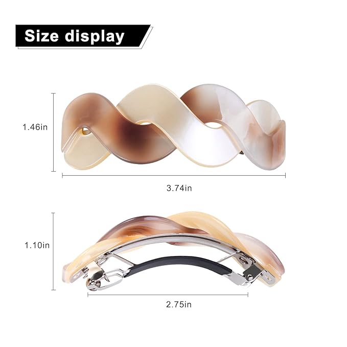 Hair Barrettes For Women - 3Pcs Large Barrettes for Thick Hair French Design with Beautiful Lines Elegant and Stylish - Perfect Hair Accessories for Thick Hair (tortoiseshell color1)