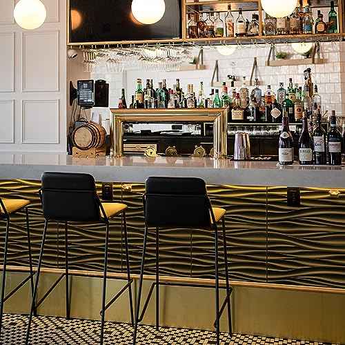 STICKGOO Black 3D Wall Panels, Wave Design Textured PVC Wall Panels, 19.7''x19.7'' Modern Accent Wall Panels for Interior Wall Decor Bedroom Office Living Room