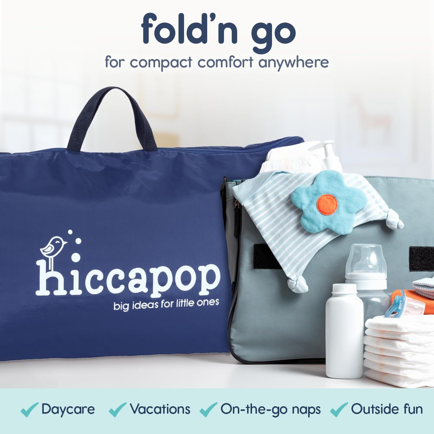 Hiccapop Playard Mattress Pad (38"x26"x1.25"), Playpen Pad, Portable Crib Mattress with Carry Bag, 1.25" Thick