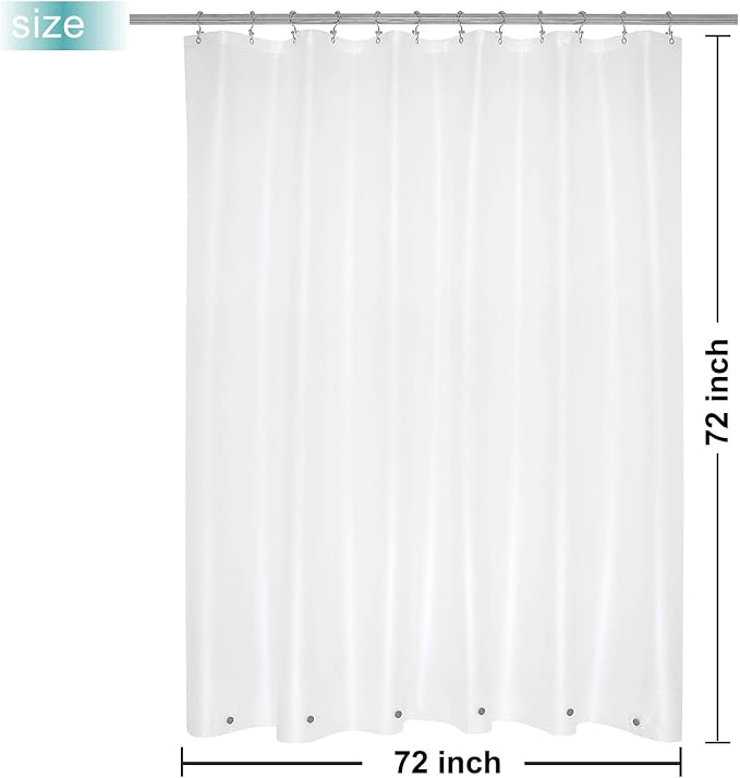 Mrs Awesome Frosted Shower Curtain Liner with 6 Magnets PEVA 8G Heavy Duty Thick Plastic Shower Curtain for Bathroom, Waterproof, 72x72, Frost