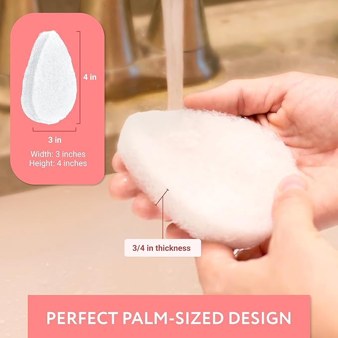 IMPRESA Facial Sponge - Daily Deep Cleansing Face Scrubber - Gentle Exfoliating Pads for Dead Skin Removal - Reusable Face Scrub Pads for Normal to Oily Skin - Pack of 10, White, Regular Puff Style