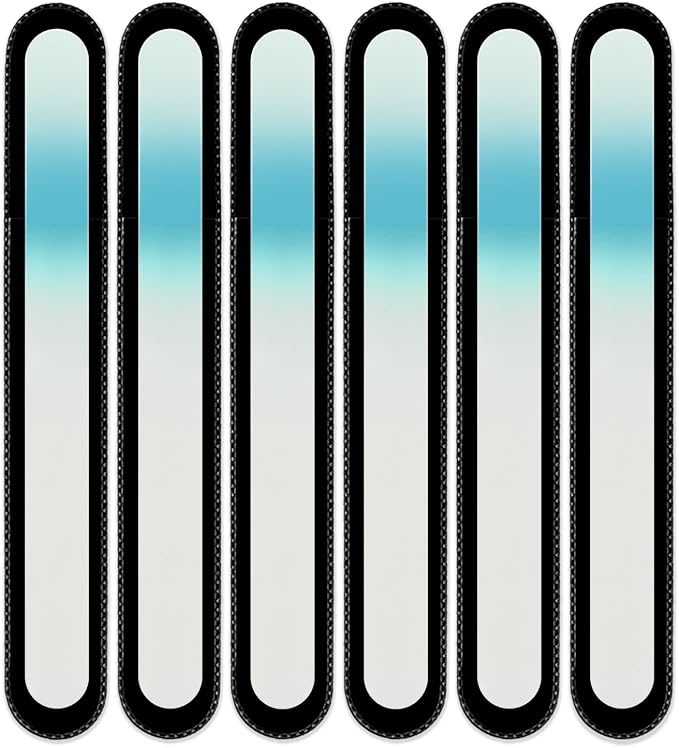Mont Bleu Rainbow Crystal Nail File in Black Pouch - Large/Professional Size - Czech Tempered Glass - Handmade in Bohemia (Czech Republic)