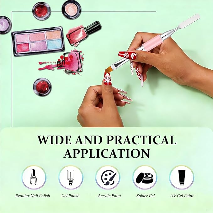 Dual-Ended Gel Nail Brush Set - Nail Sculpting Tool for Poly Extension, Sculpture Gel - Polygel Brushes Manicure Design Kit for Salon & DIY Use, 2Pcs Black&Pink