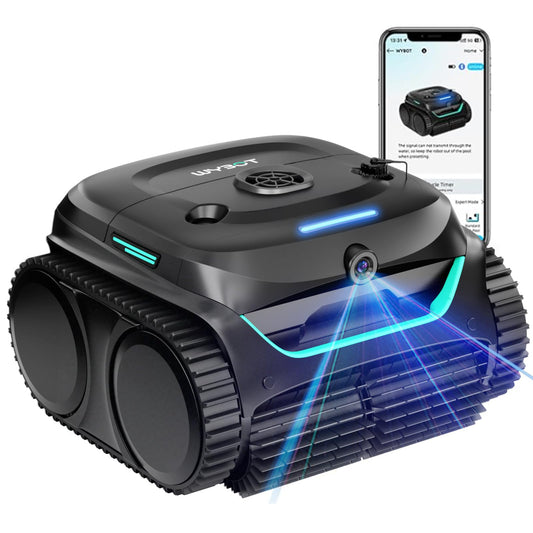 (2026 Upgrade) WYBOT C2 Vision AI Camera Cordless Pool Cleaner Robot for Inground Pools, 8 Mode Robotic Pool Cleaner, Utra-fine Filtration, Powerful Suction, Wall Climbing, Waterline Cleaning, Black