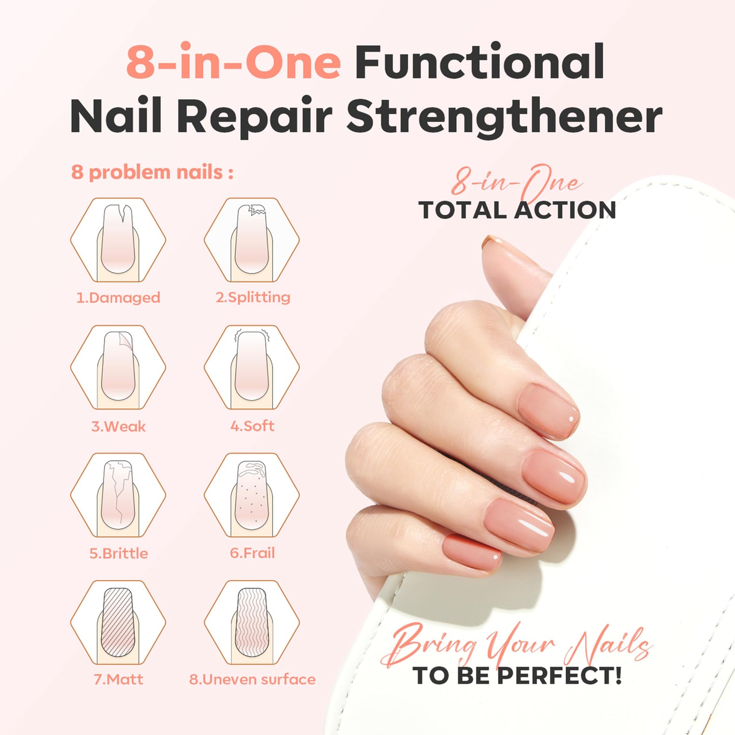 MODELONES Gel Nail Strengthener Sets Nude Pink Nail Polish Nail Hardener Extra Strong and Growth 6 Colors Soak Off Gel Nail Art Decrations Manicure Tools Set with Gift Box
