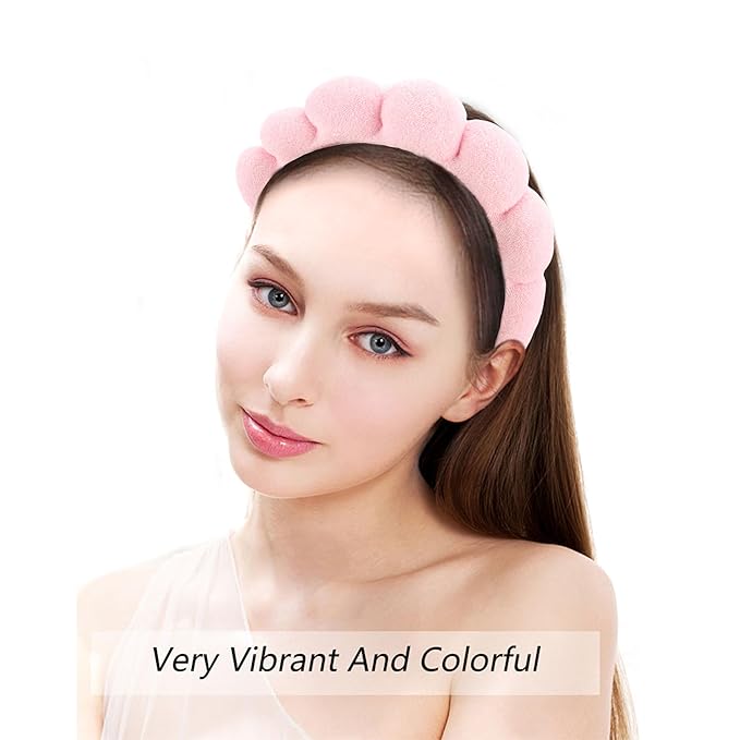 AOPRIE SPA Headbands for Washing Face Makeup Headbands with Bow Hair Band Women Facial Head Band Wrist Towel Wraps For Shower Face Mask Pink Style Pink, 6 Pack
