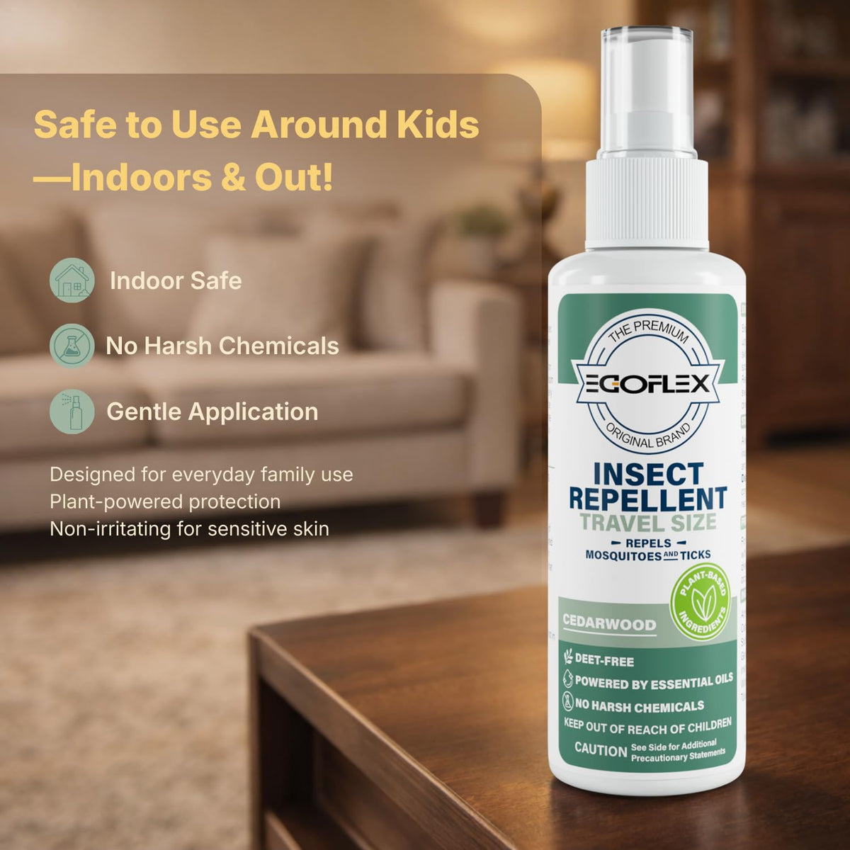 3-Pack Mosquito Repellent Spray - DEET-Free Bug Spray Travel Size TSA Approved - Mosquito, Tick & Insect Killer Deterrent with Natural Essential Oils - Cedarwood Scent - Safe for Family - 3 Fl Oz